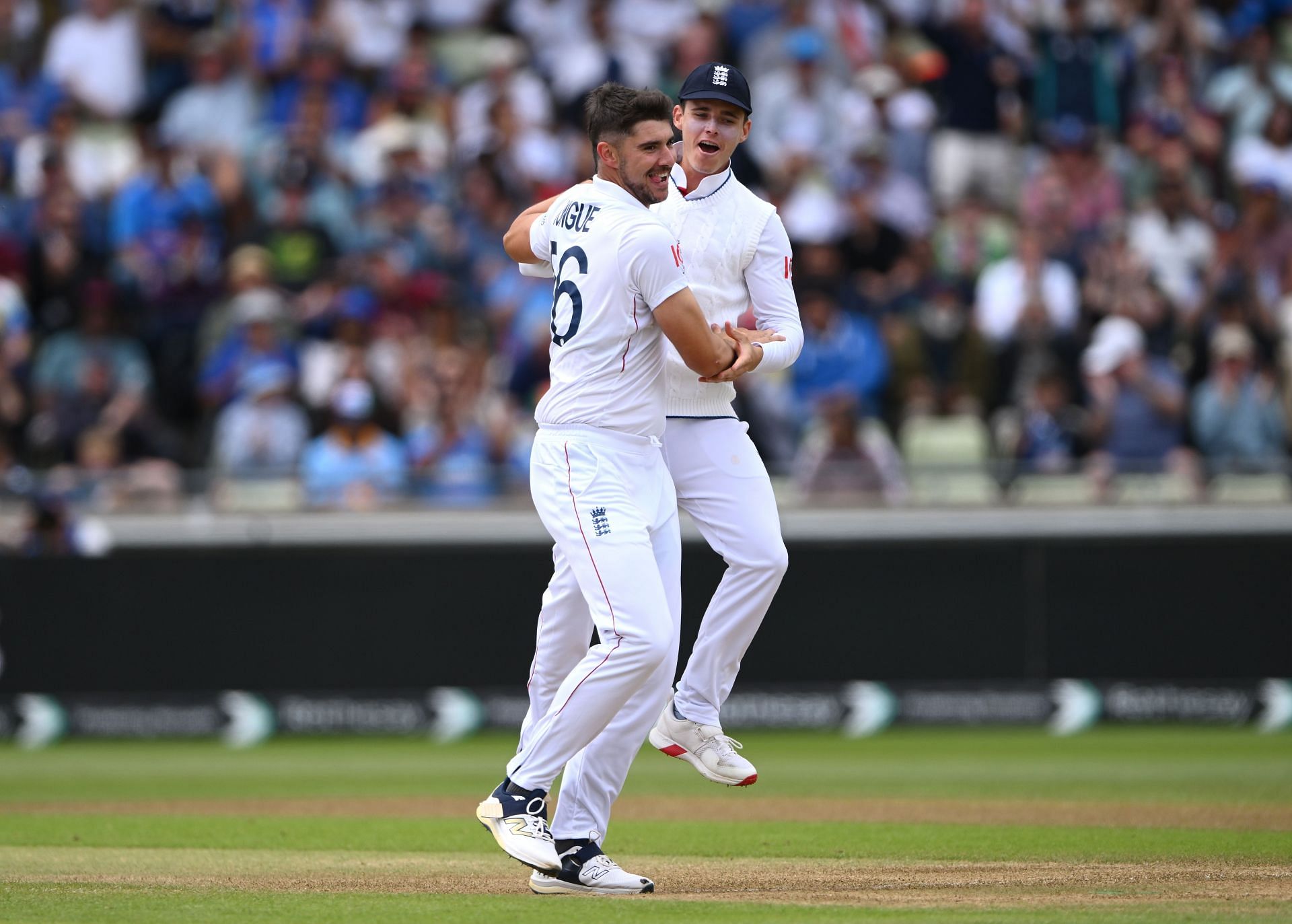 Josh Tongue celebrates a wicket. (Credits: Getty)